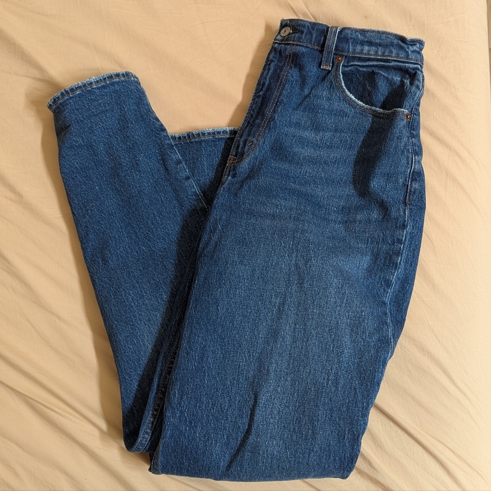 Abercrombie & Fitch The 90s Straight Curve Love Blue Straight Leg Jeans - Picture 4 of 9